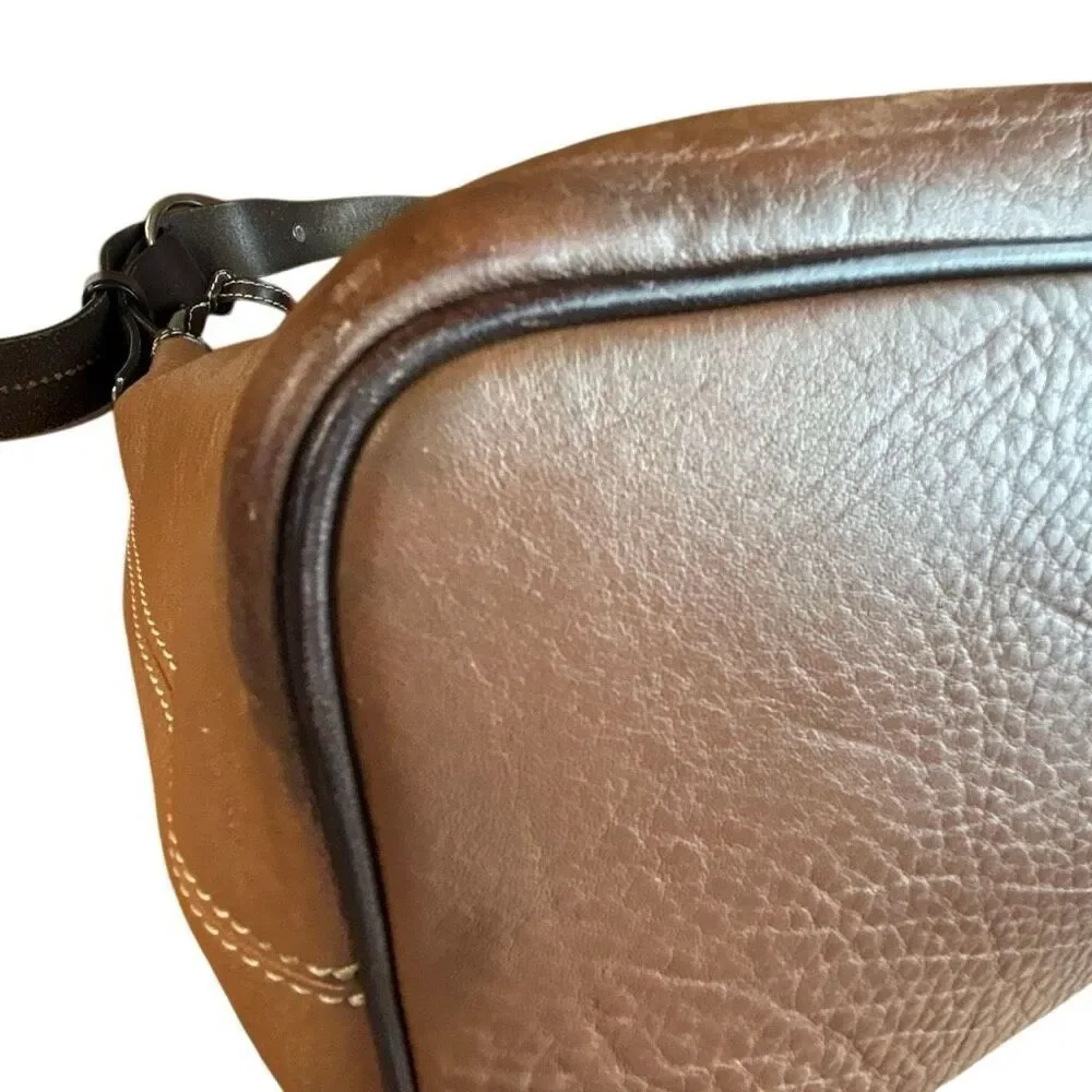 Dooney & Bourke Pebbled Leather Hobo Shoulder Bag Brown Silver Hardware Classic